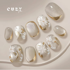 Golden Petal Glow Nail Art